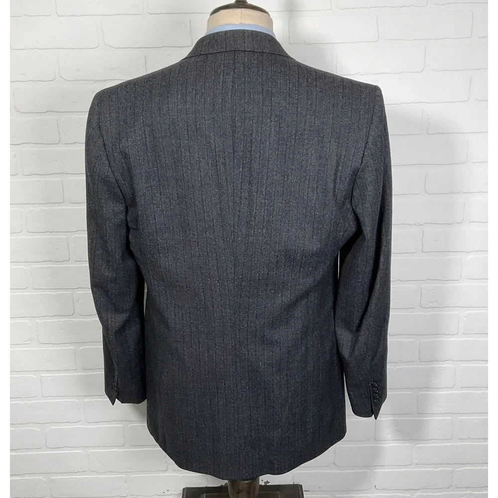 Fioravanti Blazer Men 42 Charcoal Gray Double Breasted Pinstripe Jacket‎ USA VTG